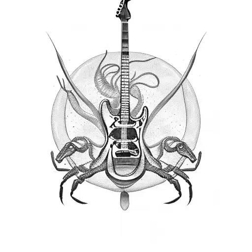 Guitar Strings Intertwining With A Scorpion Tail