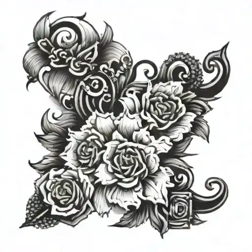 Black Out Leg Sleeve Tattoo Design