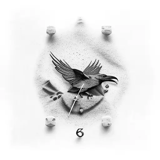 Raven With Sand Clock