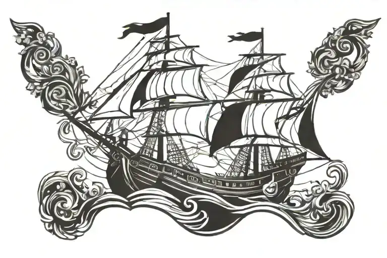 Pirate Ship With A Lion Head