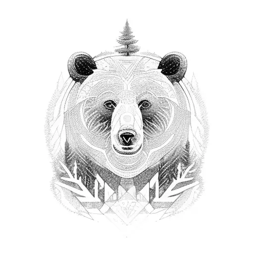 An Abstract Representation Of A Bear Made Entirely Of Intricate Forest Bird Silhouettes