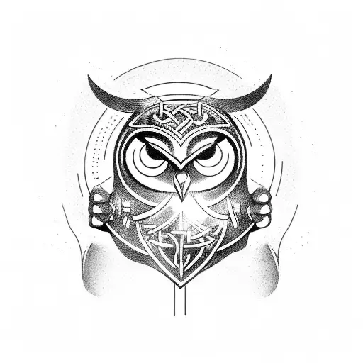 A Powerful Viking God Holding A Glowing Rune In One Hand And An Owl Perched On The Other Hand