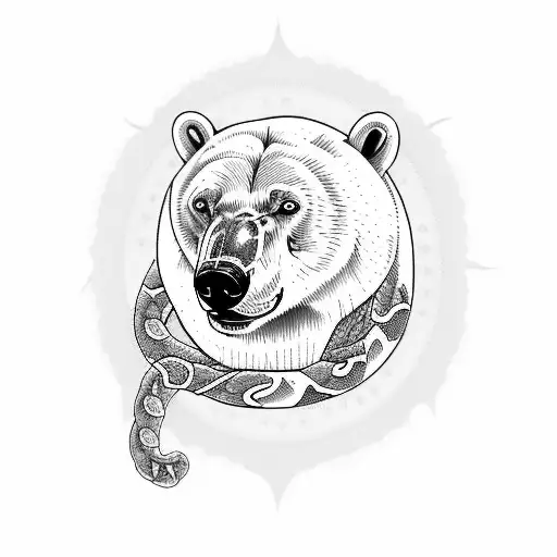 Polar Bear With Sun And Snake