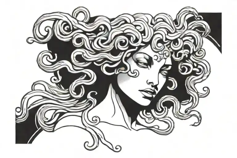 Medusa Goddess Head Looking Forward Looking At Us
