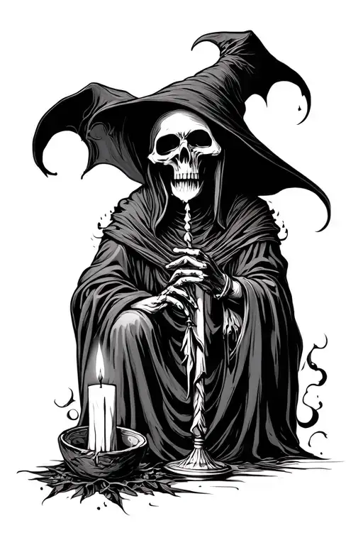 Grim Reaper And Candle Design