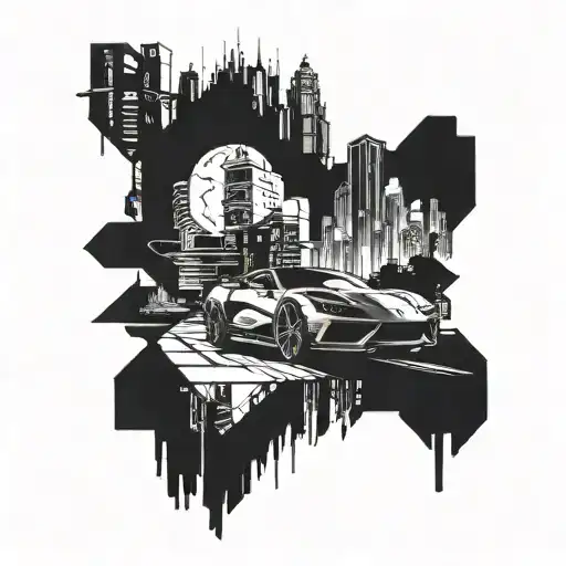 Incorporate A Sleek Sports Car Into A Futuristic Anime Cityscape