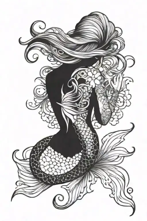 Mermaid In Back View