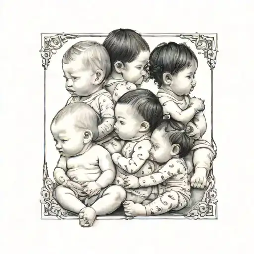 7 Baby Girls 3 Baby Boys Sitting Side By Side