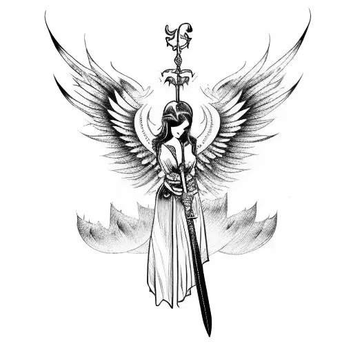 Flying Angel With Sword