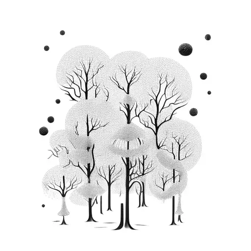 A Haunted Forest With Jellyfish Floating Through The Trees