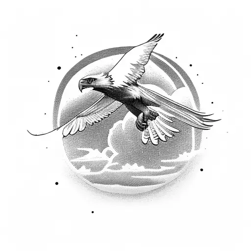 A Majestic Eagle Soaring Through A Vibrant Sunset Sky