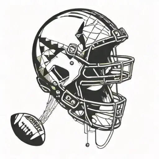 A Geometric Design Incorporating Musical Notes And A Football Helmet