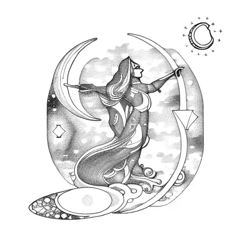 A Constellation Of Aquarius In The Shape Of A Crescent Moon