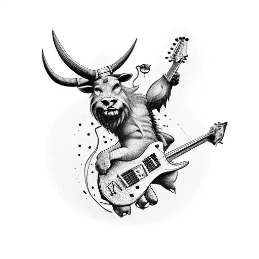 A Minotaur Playing A Guitar Solo