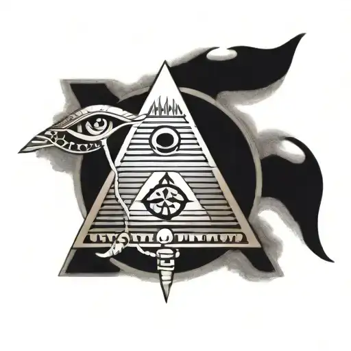 Egypt Pyramids Moon Ankh Symbol With Eye