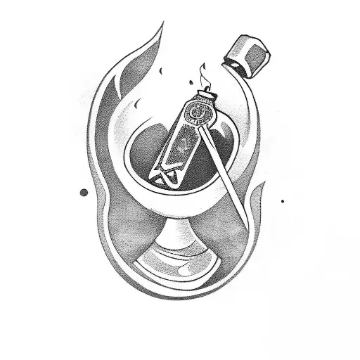 Tarot Card Depicting A Tequila Bottle And A Cigarette