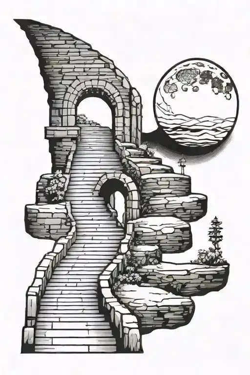 An Archway With Stairs Leading To The Moon