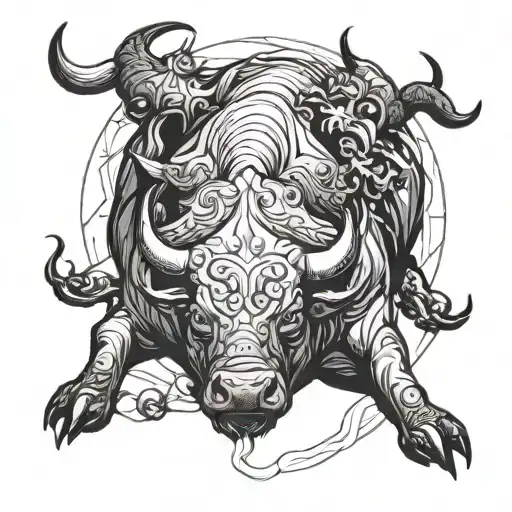 Bull With Person Laying On Top