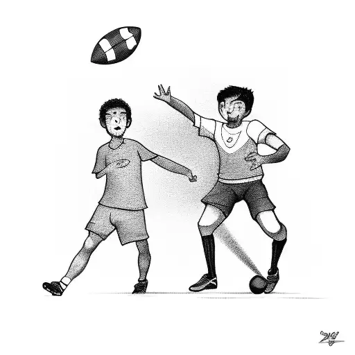 A Pai Playing Football With His Child In A Park