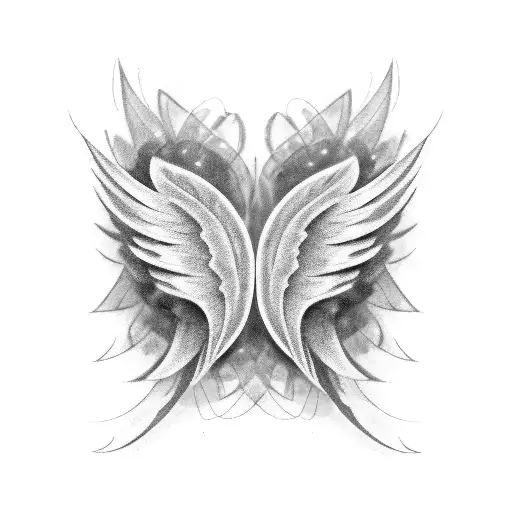 A Pair Of Angel Wings With The Numbers '1998' Incorporated Into The Feathers