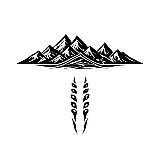Basic Mountains Tribal Single Band Tattoo Design