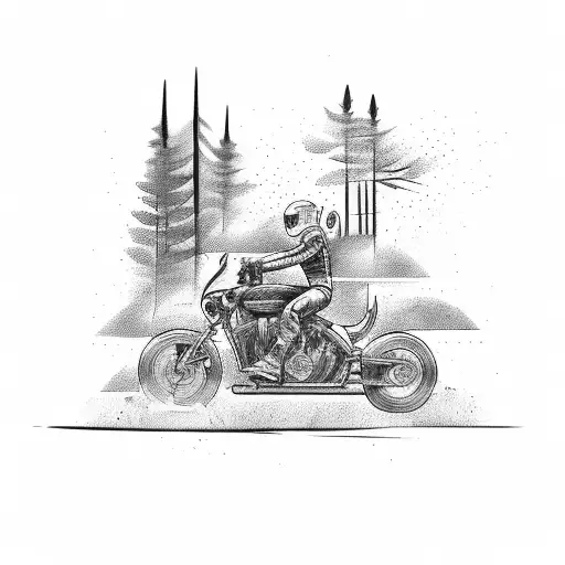 A Motorcycle Speeding Through A Forest