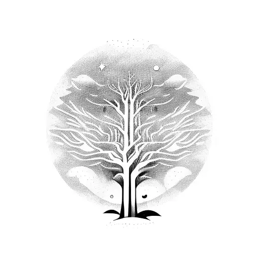 A Mystical Forest Merging With The Vastness Of Space