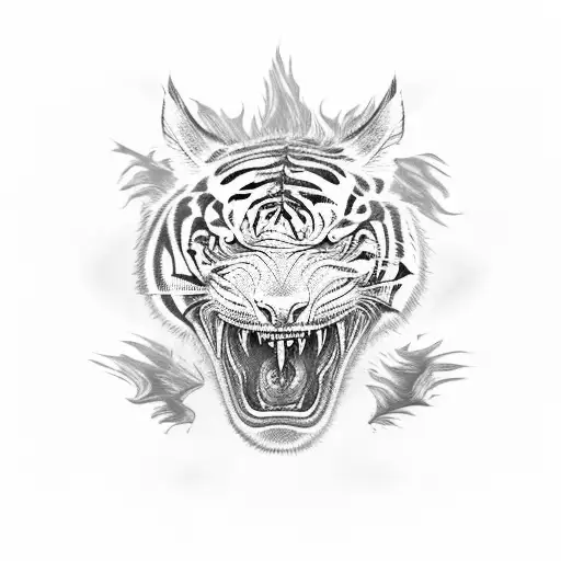 A Fierce Dragon Playing Rugby With A Tiger