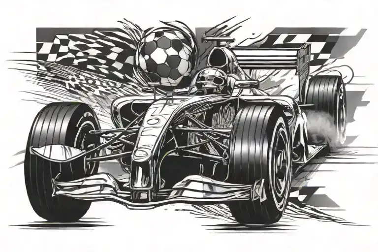 F1 Car And Football Racing Car Speeding