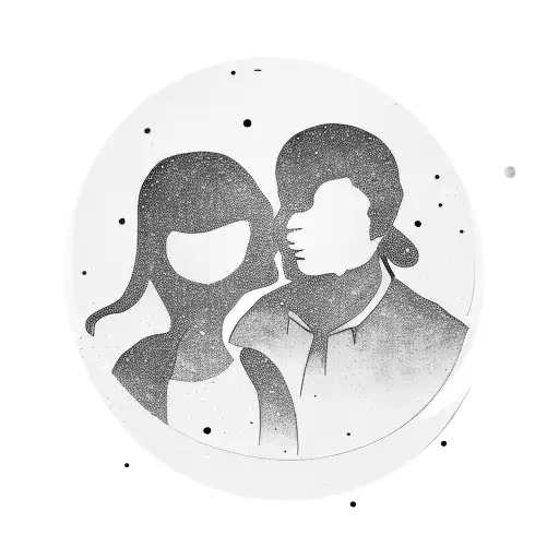 Galaxy With A Silhouette Of A Father And Daughter Holding Hands