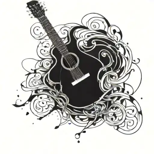 A Guitar Transforming Into A Paintbrush Mid-strumming