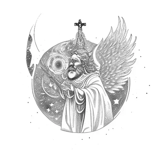 A Cosmic Mountain Range With A Guardian Angel Overlooking