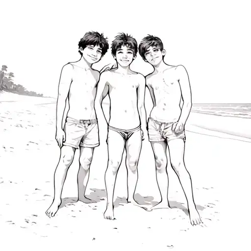 Three Boys On A Beach