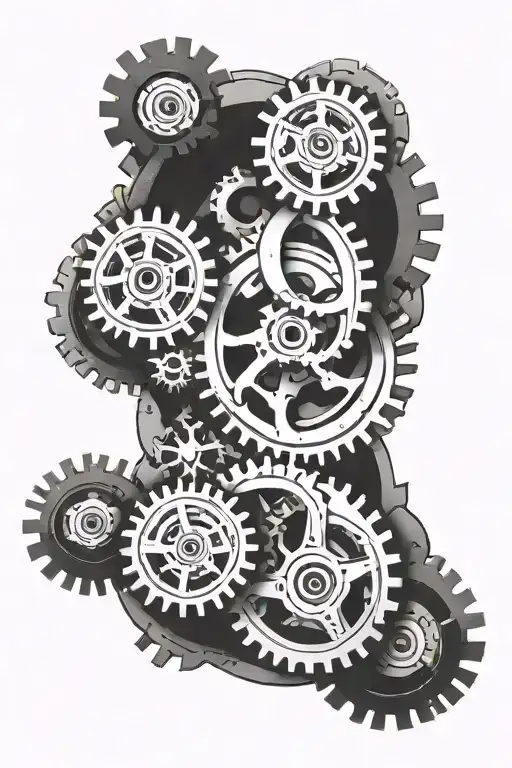 3 Interlocked Gears Forming The Shape With A Blackout Line Going Down