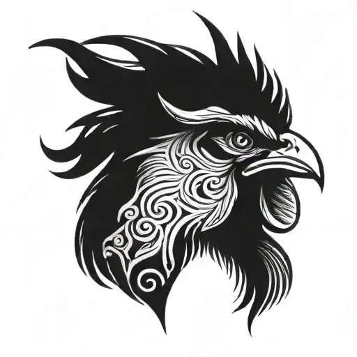 Rooster Head And Reneisance Symbol Merged