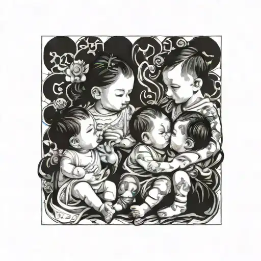 7 Baby Girls 3 Baby Boys Sitting Side By Side