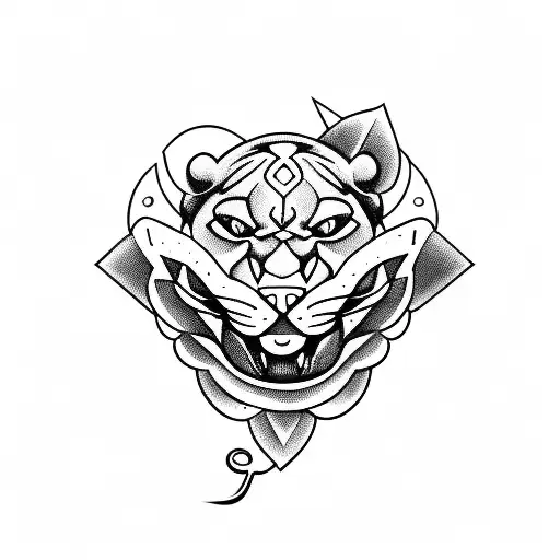 Panther With Rose And Gun Target