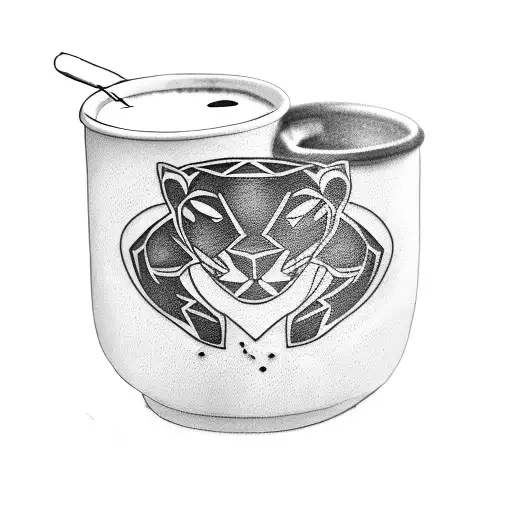 A Panther Lounging On Top Of A Coffee Cup