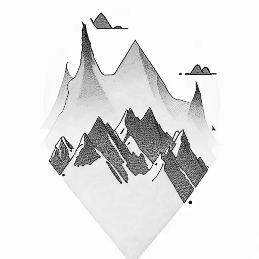 A Man With Arms Outstreched Rising In The Sky High Above A Mountain With Peaks At Sunset