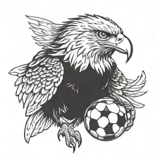 A Fierce Eagle Clutching A Soccer Ball In Its Talons