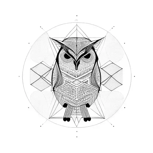 Geometric Owl Standing On A Scale