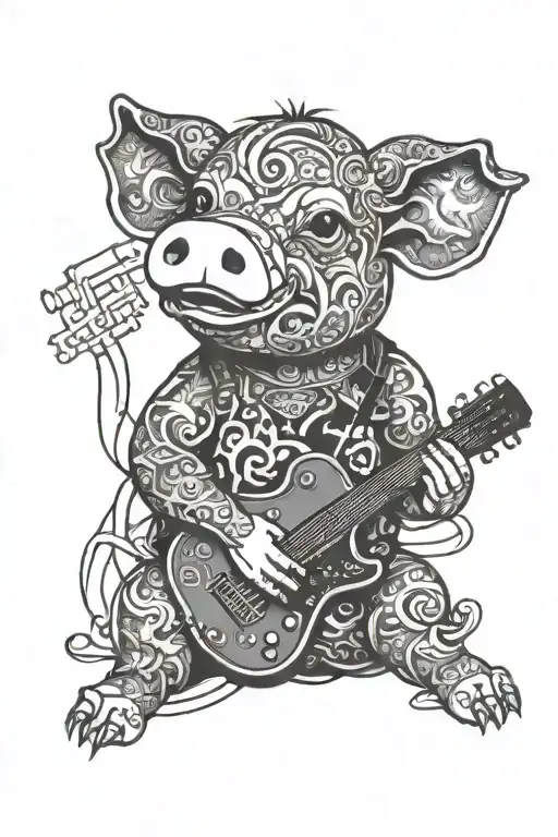 Pig With Guitar