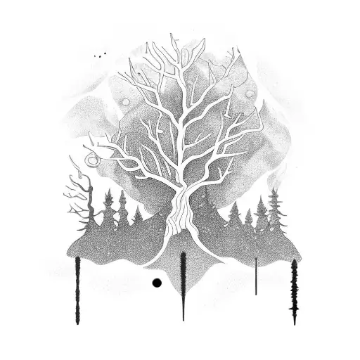 Trees Outter Space Galaxy