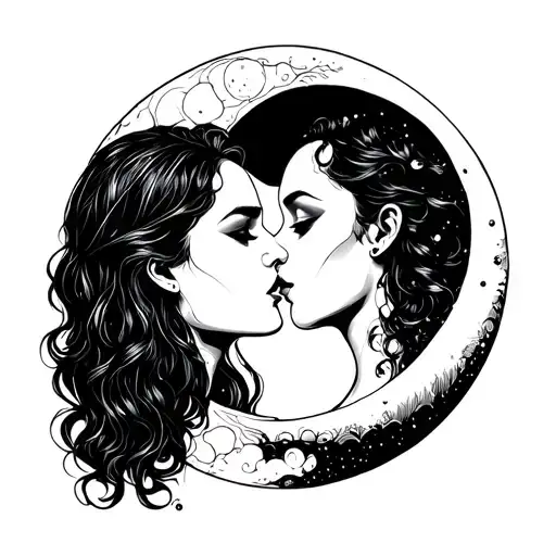 Moon And Soon Kissing Eachother Lips Touching