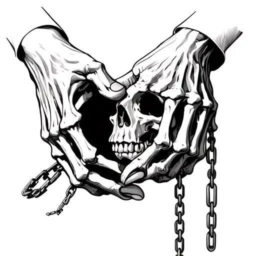 Skeleton Hands Holding Chain Broken