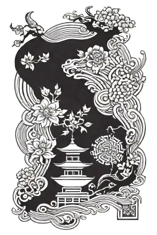 Asian Theme Mixed With Western Art Representation