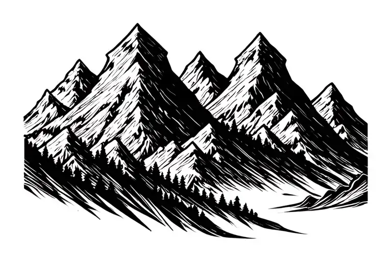 Basic Mountains Tribal Single Band Tattoo Design
