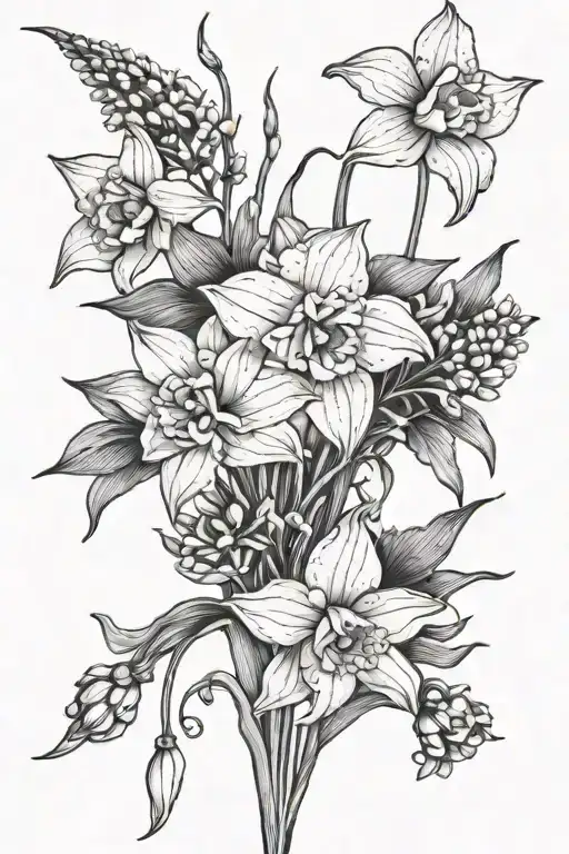 Narcissus Carnation Aster Lily Of Valley Flowers