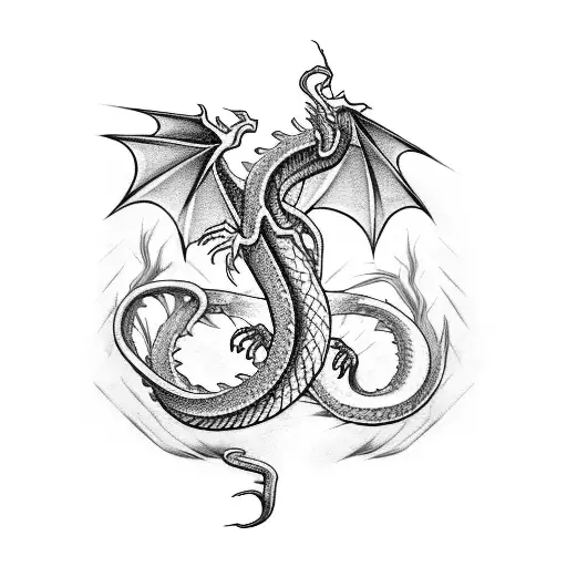 Dragon Twining With Snake