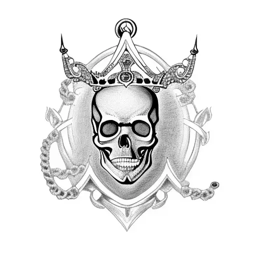 A Skull Wearing A Pocket Watch As A Crown